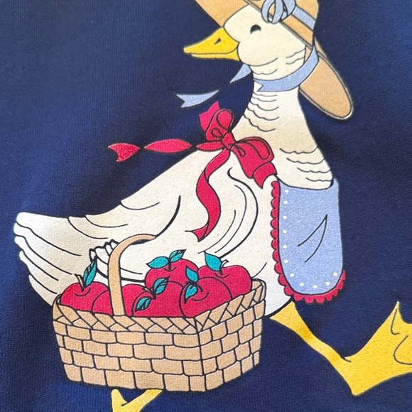 Vintage Navy Blue Duck Print Womens Sweater - Picture 4 of 11